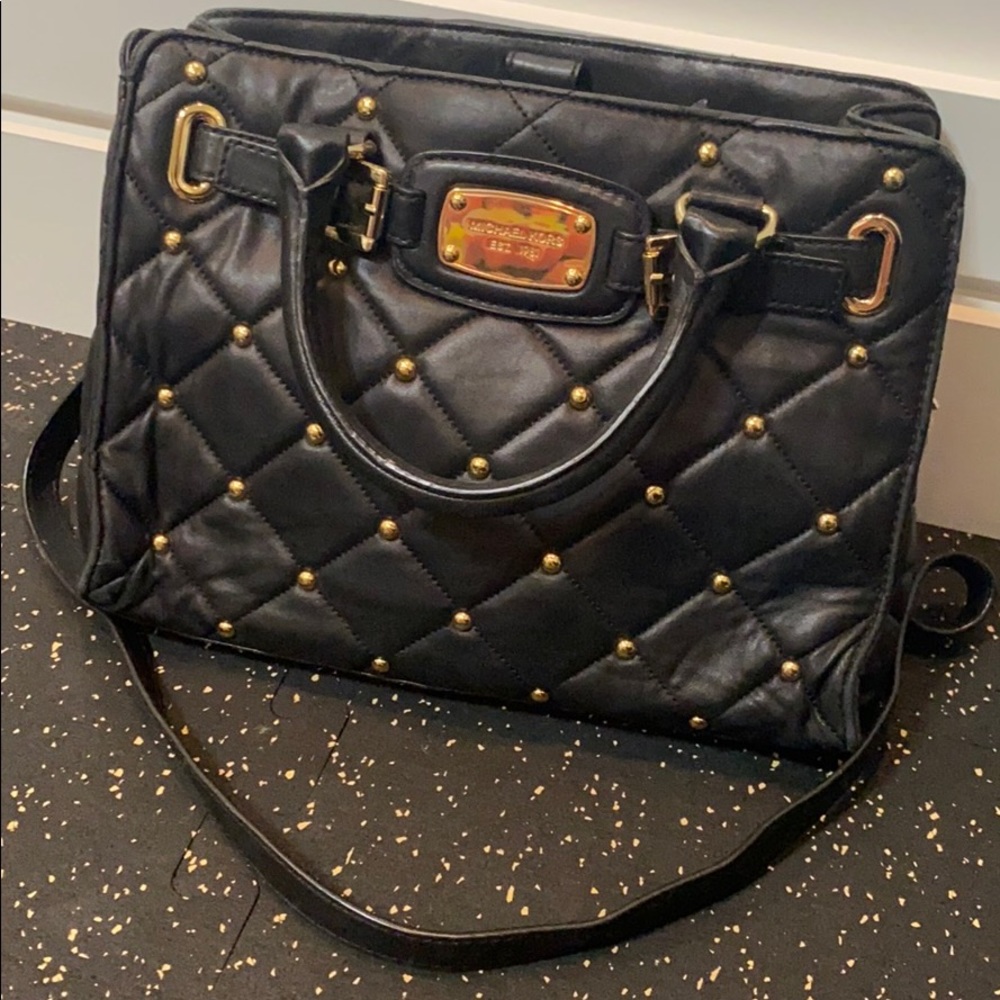 Studded leather handbag